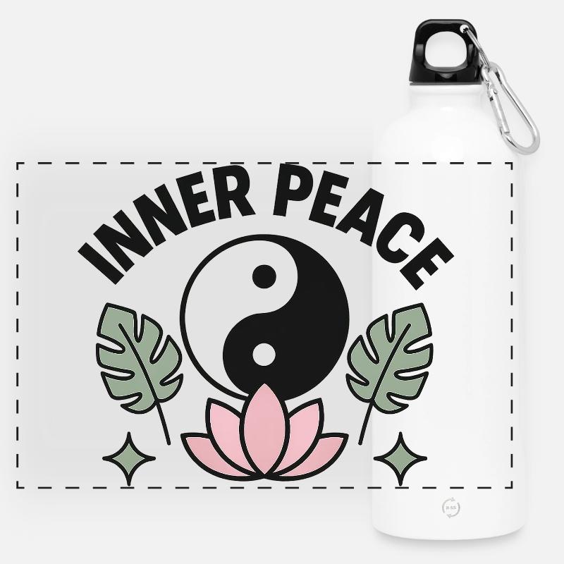 inner peace - Panoramic Drinks Bottle with Carabiner 750 ml - white