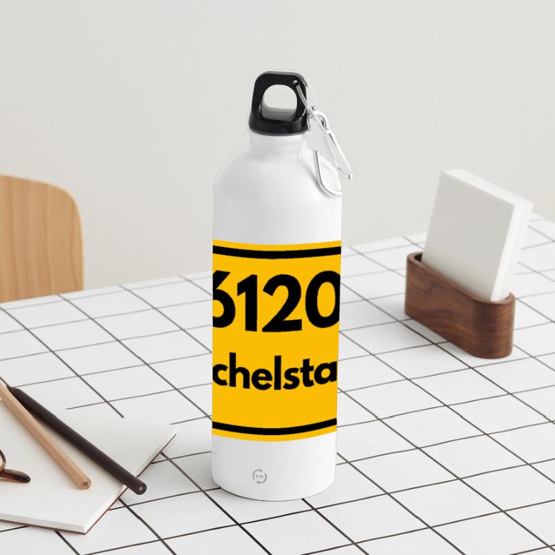 OLD POSTCODE POSTCODE RETRO 6120 MICHELSTADT HEIMA Panoramic Drinks Bottle with Carabiner 750 ml