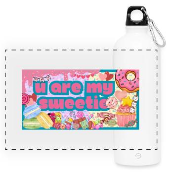 You are my sweetie - Panoramic Drinks Bottle with Carabiner 750 ml - white - Front
