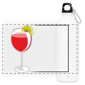 glas with apero in a frame - Panorama Trinkflasche mit Karabiner 750 ml - Weiß - Vorne
