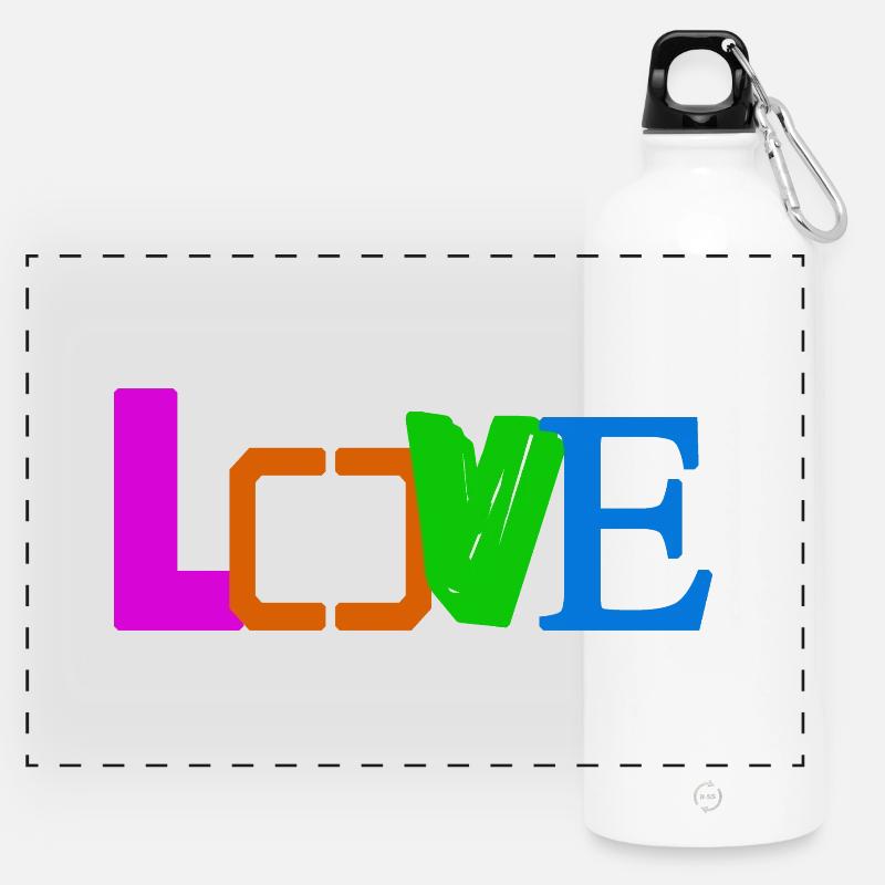 LIEBE - Panorama Trinkflasche mit Karabiner 750 ml - Weiß