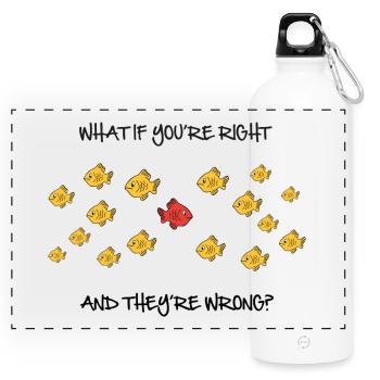 What if you're right? - Panoramic Drinks Bottle with Carabiner 750 ml - white - Front
