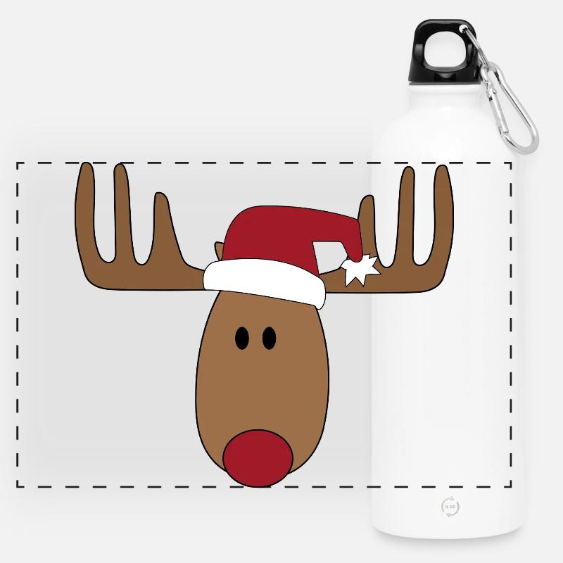 Christmas Moose - Panoramic Drinks Bottle with Carabiner 750 ml - white