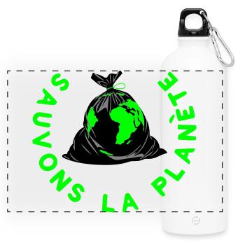 Rette den Planeten - Panorama Trinkflasche mit Karabiner 750 ml - Weiß - Vorne