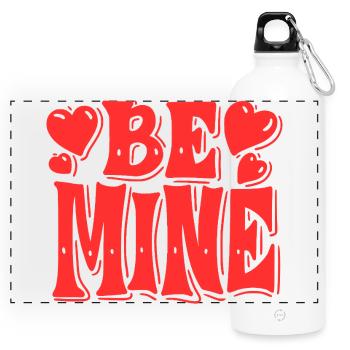Be Mine Hearts Retro - Panorama Trinkflasche mit Karabiner 750 ml - Weiß - Vorne