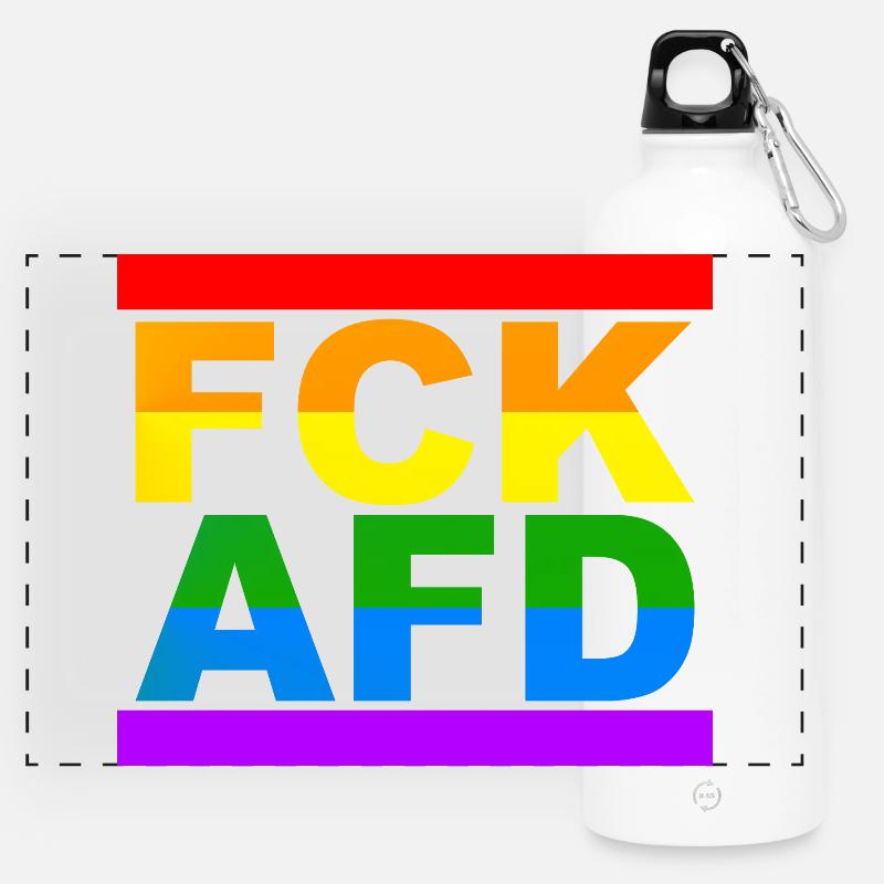 FCK AfD - Panoramic Drinks Bottle with Carabiner 750 ml - white