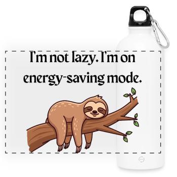 Energy Saving Mode T-Shirt | Funny Tee - Panoramic Drinks Bottle with Carabiner 750 ml - white - Front