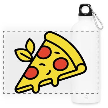 Pizza Piece Italie Nourriture Pizzeria Foodie Gourmet - Gourde panoramique avec mousqueton 750 ml - blanc - Devant