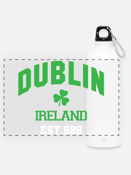 Dublin - Irland - Panorama Trinkflasche mit Karabiner 750 ml - Weiß