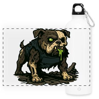 Groggy Zombie Mops mit grünem Sabber - Panorama Trinkflasche mit Karabiner 750 ml - Weiß - Vorne