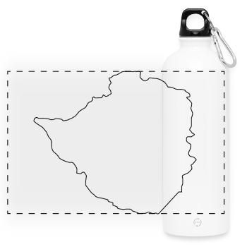 Zimbabwe outline map - Panoramic Drinks Bottle with Carabiner 750 ml - white - Front