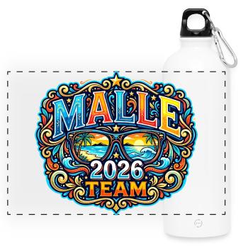 Malle 2026 Mallorca Holidays - Panoramic Drinks Bottle with Carabiner 750 ml - white - Front