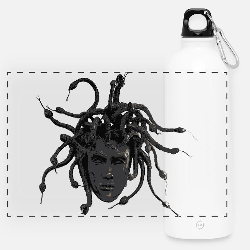dark medusahead - Panorama Trinkflasche mit Karabiner 750 ml - Weiß