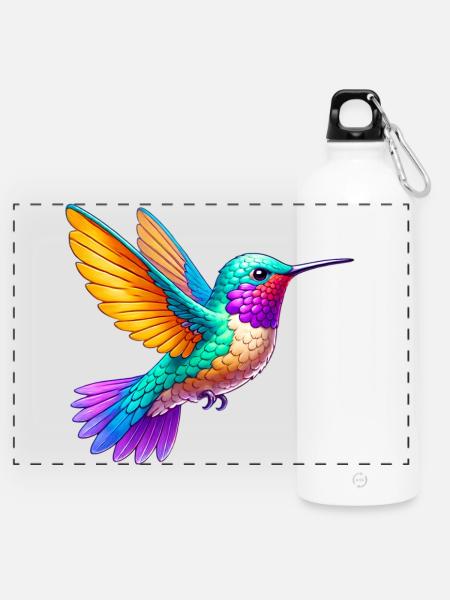 Kolibri - Panorama Trinkflasche mit Karabiner 750 ml - Weiß