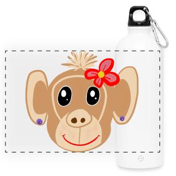 Monkey Girl Monkey Kids - Panoramic Drinks Bottle with Carabiner 750 ml - white - Front