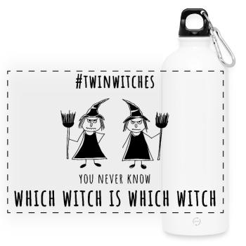 which witch is which witch zwillingsschwestern - Panorama Trinkflasche mit Karabiner 750 ml - Weiß - Vorne