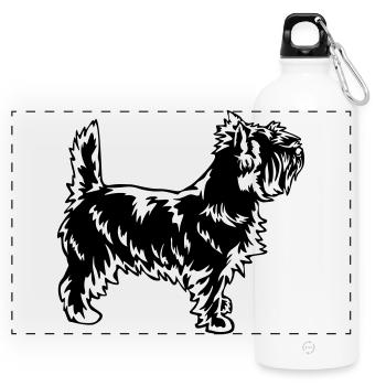 Cairn Terrier - Gourde panoramique avec mousqueton 750 ml - blanc - Devant