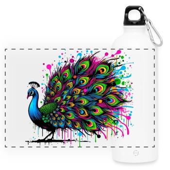 Peacock - Panoramic Drinks Bottle with Carabiner 750 ml - white - Front