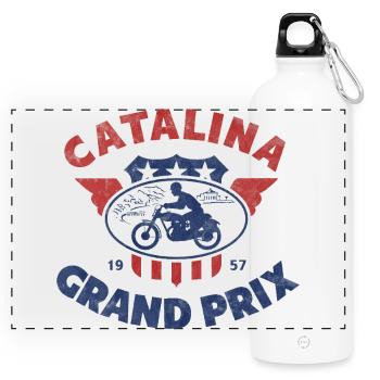 Catalina Grand Prix Vintage Moto - Panorama Trinkflasche mit Karabiner 750 ml - Weiß - Vorne