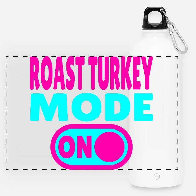 Roast Turkey Mode ON - Panoramic Drinks Bottle with Carabiner 750 ml - white