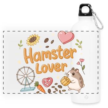Hamsterliebhaber: Kawaii Sweetness - Panorama Trinkflasche mit Karabiner 750 ml - Weiß - Vorne