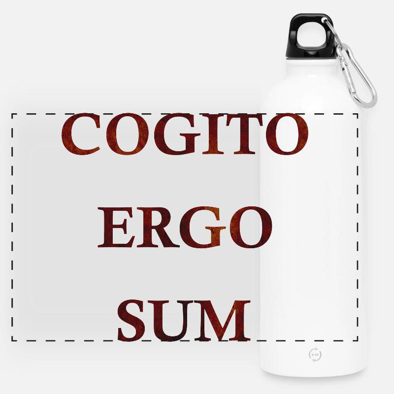 Cogito Ergo Sum - Panoramic Drinks Bottle with Carabiner 750 ml - white