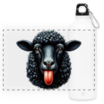 Rebellious family black sheep makes tongue - Panoramic Drinks Bottle with Carabiner 750 ml - white - Front