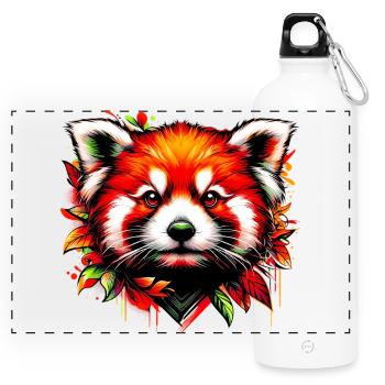 Kleiner Panda - Panorama Trinkflasche mit Karabiner 750 ml - Weiß - Vorne