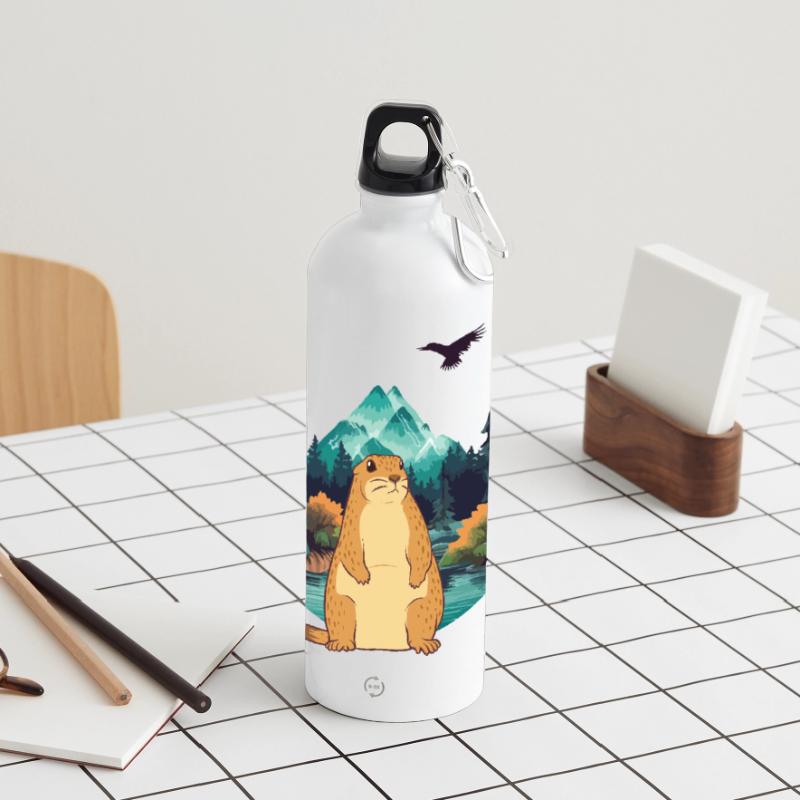 Murmeltier Panorama Trinkflasche mit Karabiner 750 ml