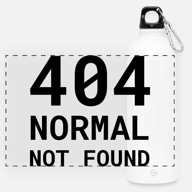 404 Normal Not Found – Lustiges Nerd Fehler Shirt - Panorama Trinkflasche mit Karabiner 750 ml - Weiß