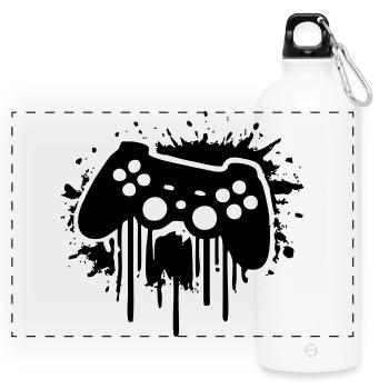 gaming zocker kontroller  - Panorama Trinkflasche mit Karabiner 750 ml - Weiß - Vorne