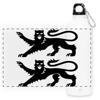 Normandy 2 Black Leopards Coat of Arms - Panoramic Drinks Bottle with Carabiner 750 ml - white - Front
