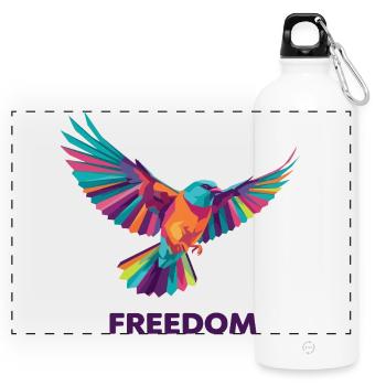 Lebendige geometrische Hummingbird-Freiheit - Panorama Trinkflasche mit Karabiner 750 ml - Weiß - Vorne