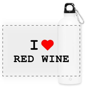 I love Red Wine - Ich liebe Rotwein - Panorama Trinkflasche mit Karabiner 750 ml - Weiß - Vorne