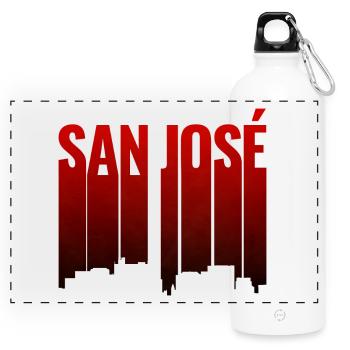 San José Skyline Rot Silhouette - Panorama Trinkflasche mit Karabiner 750 ml - Weiß - Vorne