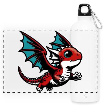 Drache - Panorama Trinkflasche mit Karabiner 750 ml - Weiß - Vorne