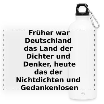 Dichter und Denker? - Panorama Trinkflasche mit Karabiner 750 ml - Weiß - Vorne