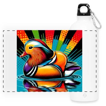 Canard mandarin - Gourde panoramique avec mousqueton 750 ml - blanc - Devant