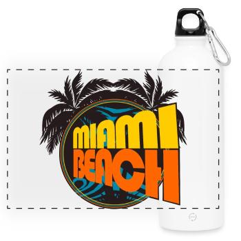 Miami Beach Retro Palms - Gourde panoramique avec mousqueton 750 ml - blanc - Devant