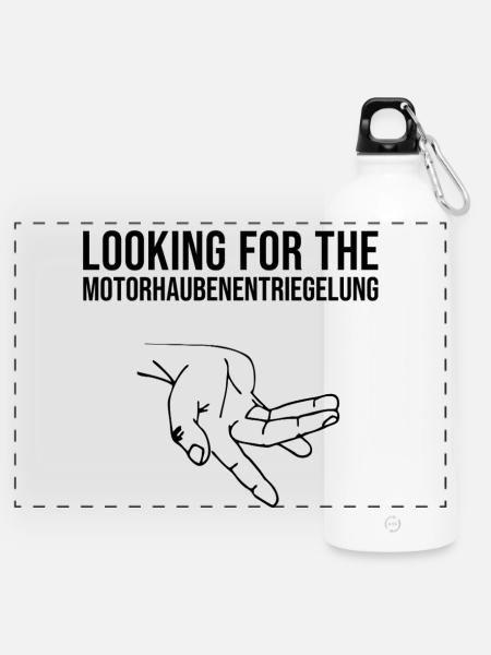 Motorhaubenentriegelung - Panorama Trinkflasche mit Karabiner 750 ml - Weiß