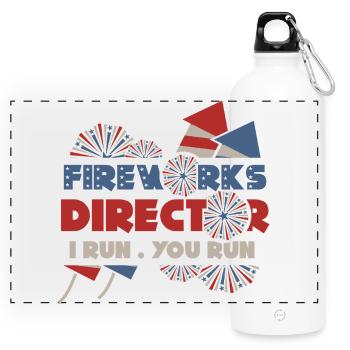 Firework Director – I Run, You Run - Panoramic Drinks Bottle with Carabiner 750 ml - white - Front