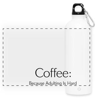 Coffee Because Murder Is Wrong - Panoramic Drinks Bottle with Carabiner 750 ml - white - Front