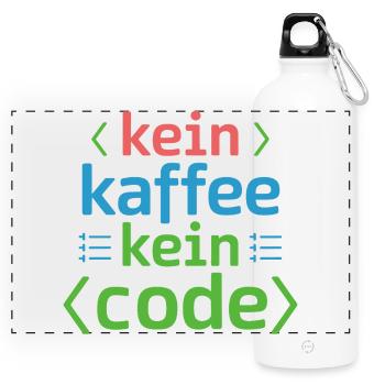Kein Kaffee Kein Code Programmierer Informatiker - Panorama Trinkflasche mit Karabiner 750 ml - Weiß - Vorne