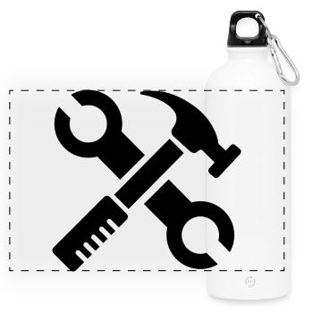 werkzeug tools symbol geschenk tischler Handwerker - Panorama Trinkflasche mit Karabiner 750 ml - Weiß - Vorne