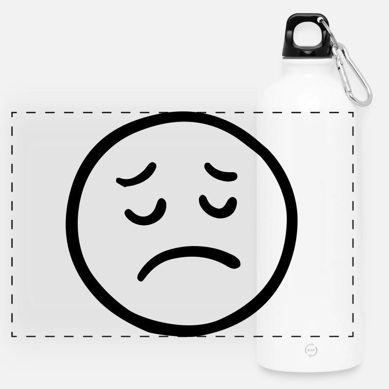 Sad face with thoughtful look - Panoramic Drinks Bottle with Carabiner 750 ml - white