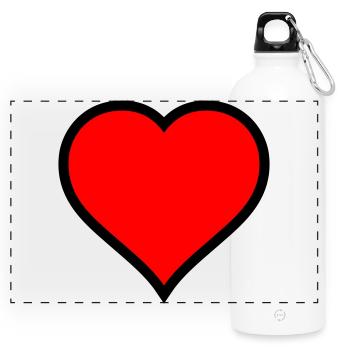 Red Heart Icon Print - Panoramic Drinks Bottle with Carabiner 750 ml - white - Front
