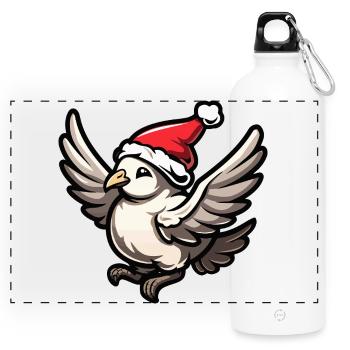 Taube Vogel Weihnachten - Panorama Trinkflasche mit Karabiner 750 ml - Weiß - Vorne