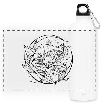 Witchy Toadstool with Magic Crystal - Panoramic Drinks Bottle with Carabiner 750 ml - white - Front