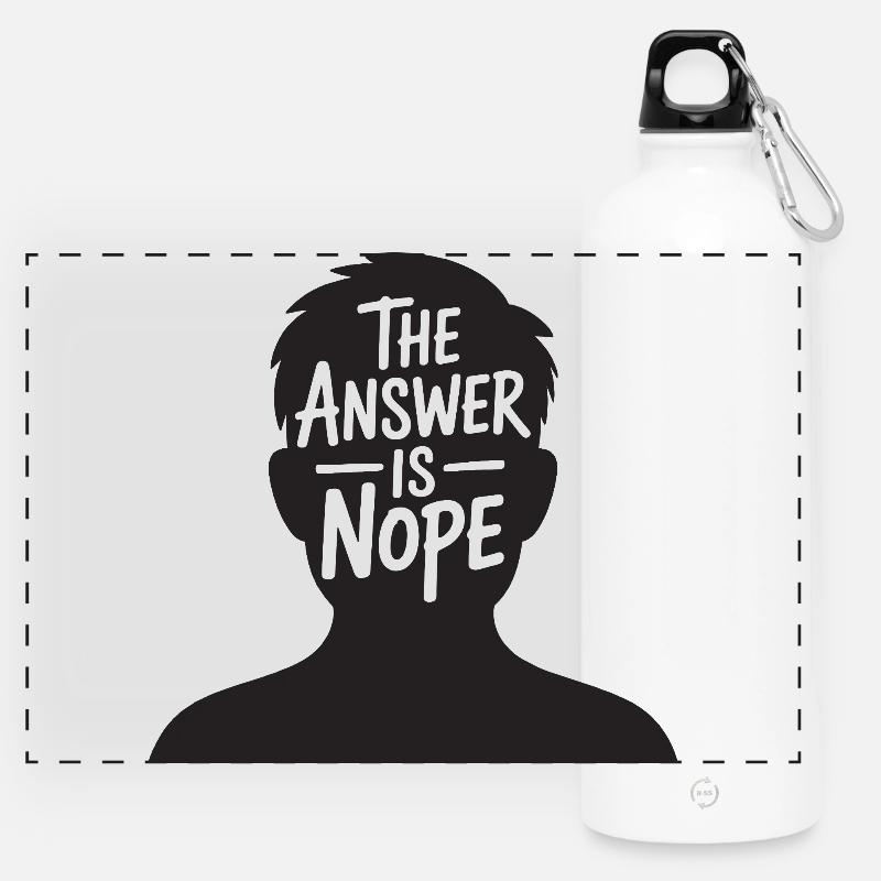 The Answer is Nope - Panoramic Drinks Bottle with Carabiner 750 ml - white