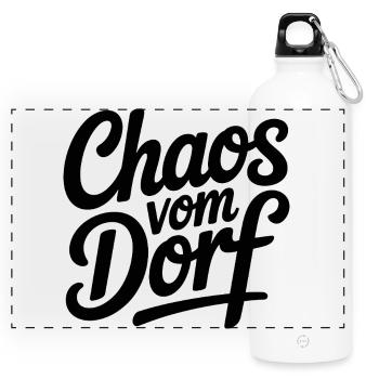  Chaos Vom Dorf Lustiger Spruch Für Dorfkind - Panorama Trinkflasche mit Karabiner 750 ml - Weiß - Vorne